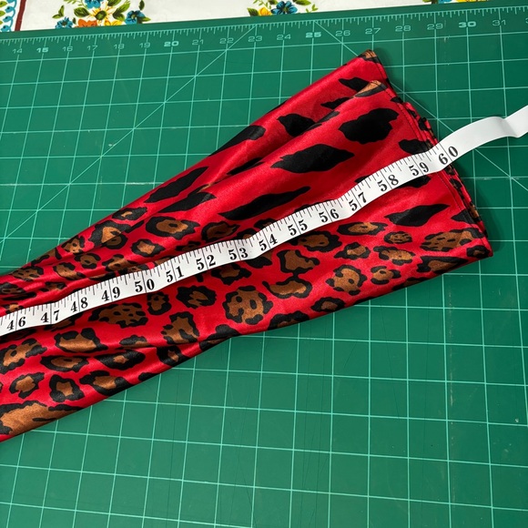 La Vie En Rose Red & Black Satin Leopard Slip Dress Nightgown Lace Detail - Picture 11 of 11